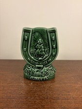 Vintage Sylvac Green Good Luck From Wales 4226 Horseshoe Vase