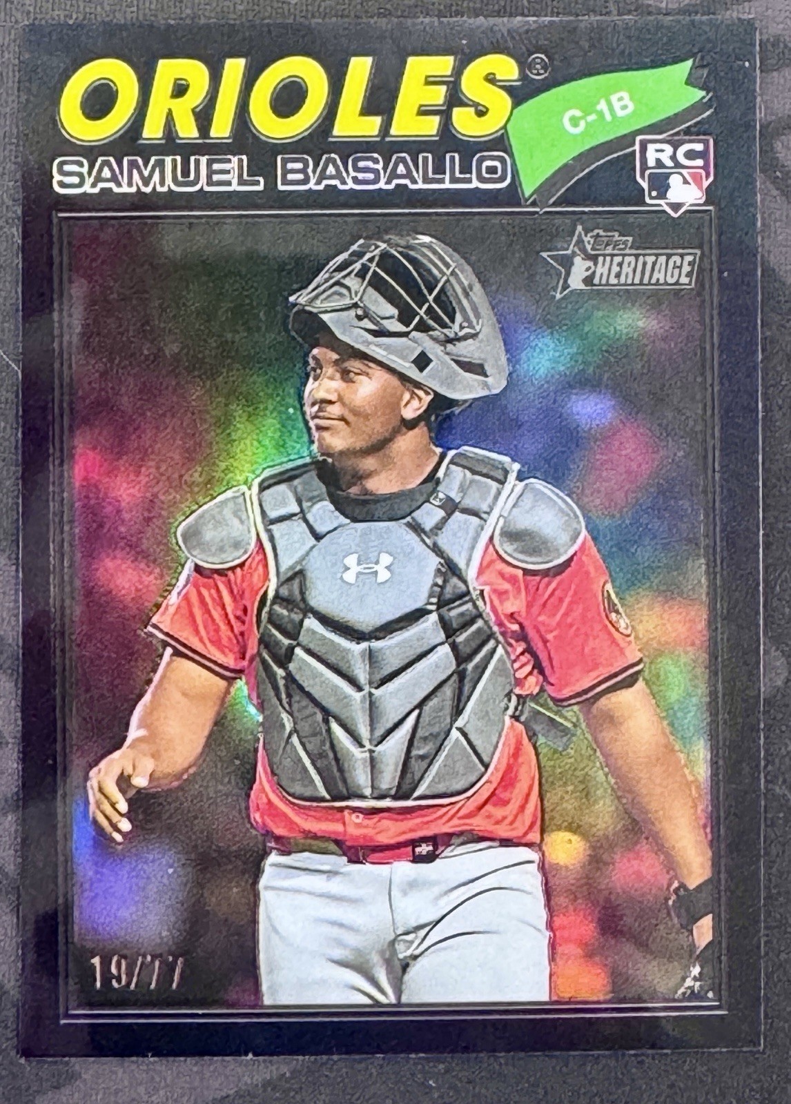 2026 Topps Heritage Samuel Basallo Black Unique 19/77 ! Chrome RC #175