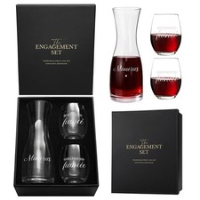 AW BRIDAL Engagement Gifts for Couples Wine Glasses Set, 2026 Fiance Gifts for W