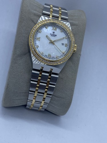 Tudor Royal 28323 Two Tone MOP Diamond Dial 18k/Ss Automatic 28mm Ladies - Picture 3 of 23