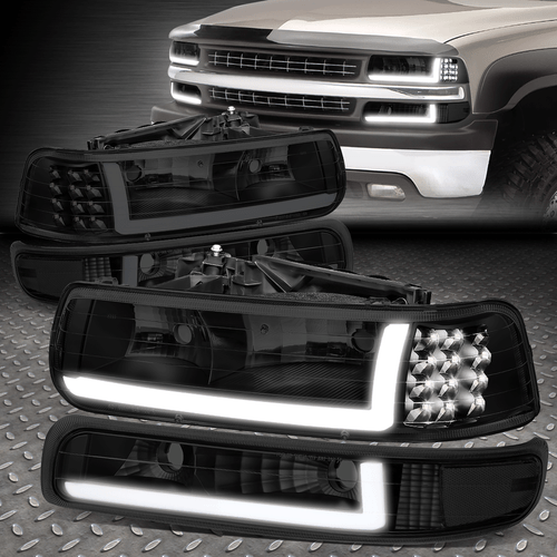 For 99-02 Chevy Silverado 1500 2500 HD 3500 LED DRL Headlight+Bumper Signal Lamp - Picture 1 of 12