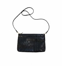 Vintage 1980s Genuine Black Cobra Snakeskin Convertible Clutch Shoulder Bag