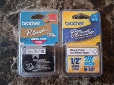 Brother M231 & M-K231 P-touch Label Tape 1/2" Black on White 31 Count Lot Of 2