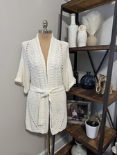 VERONICA BEARD Organic Cotton Belted Longline Cardigan In Ivory Women s LRG
