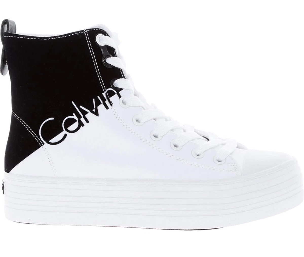 hovedpine fløjl falanks CALVIN KLEIN JEANS White & Black High Top Zazah Trainers Size UK 3 | eBay