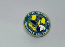 Comic Convention Pin Double Metal Pinback Conservation Club Gaming Hat Cap Event