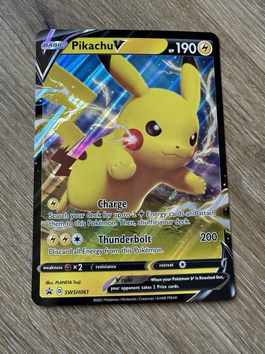 Pikachu V Jumbo Pokemon TCG SWSH061 Shining Fates 2021 Oversized Card NEAR MINT - Picture 1 of 2