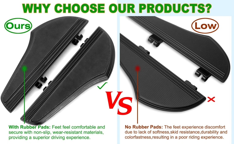 Black footboards floorboards For harley Touring Road King Electra Street Glide Foto 4 de 4