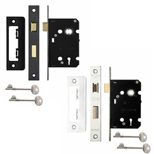 Sash Lock Zoo 3 Lever Mortice Internal Door w 2 Key Black or Stainless Steel