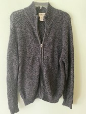 L.L. Bean Sweater Full Zip Ribbed Mens M Reg Color Blue Gray Heavy Warm 0YR26