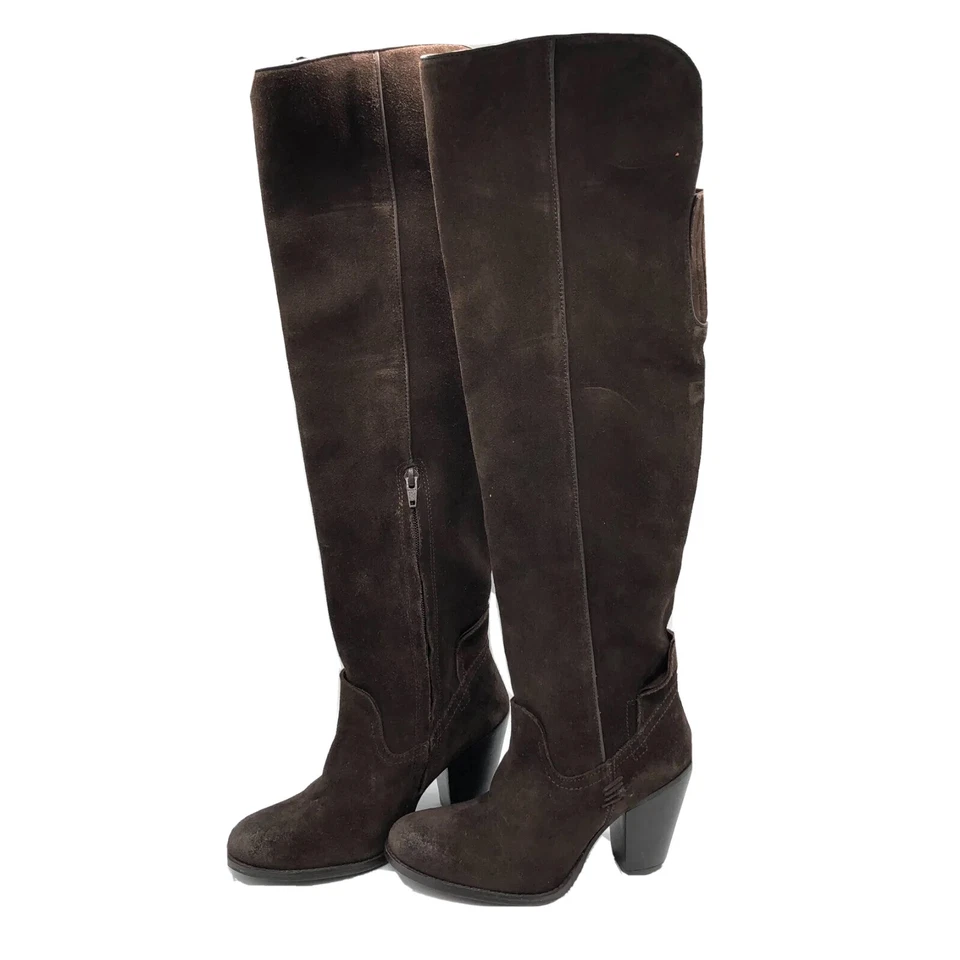 MIA Mujer Botas Hasta la Rodilla Tacón Bloque Gamuza Cremallera Marrón Talla 6 Foto 4 de 4