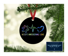 ACCEPT UNDERSTAND LOVE AUTISM METAL CHRISTMAS ORNAMENT