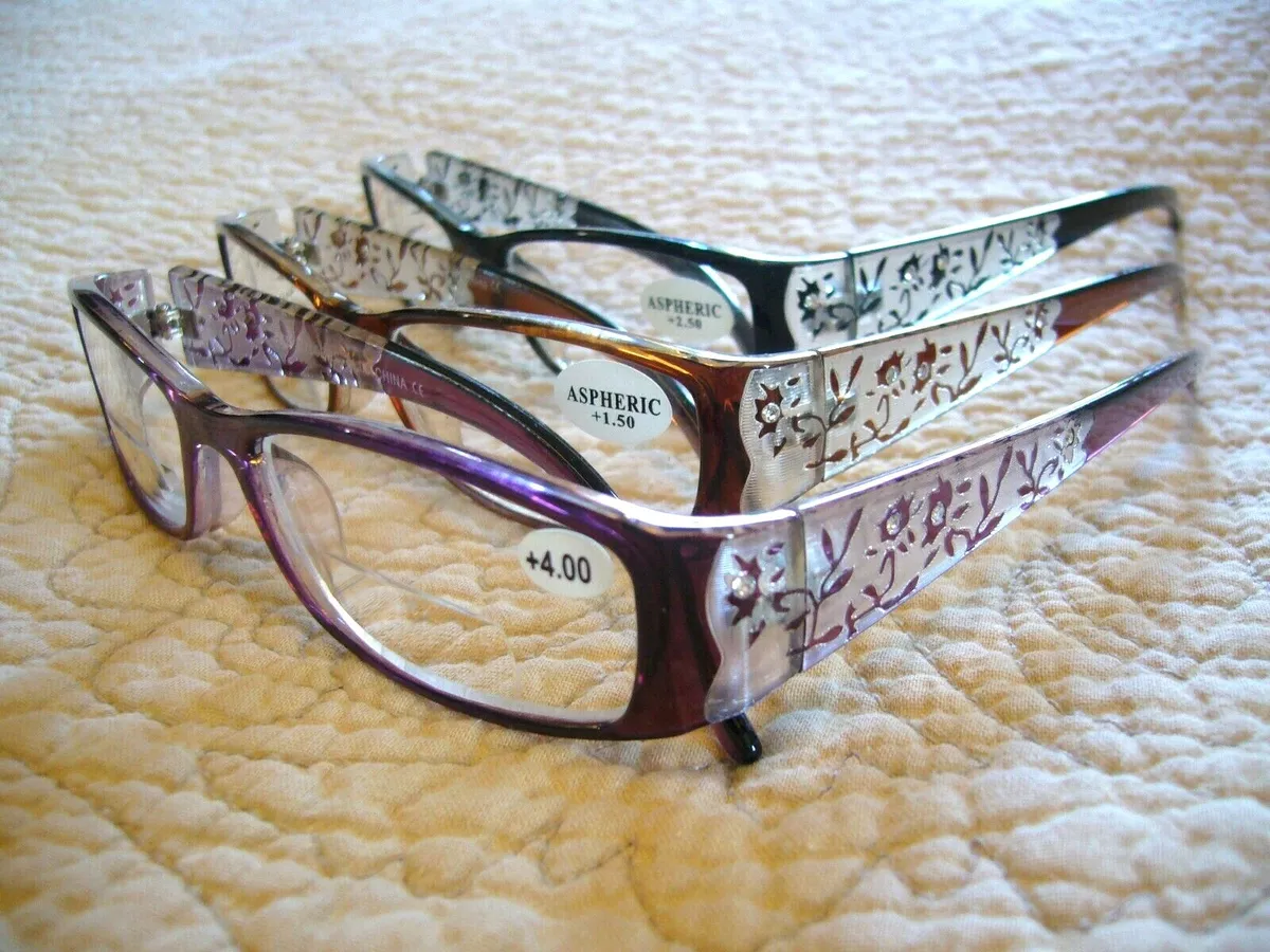 Reading Glasses BIFOCALS 1.00 4.00 Women Flower Design RHINESTONES R755 SALE