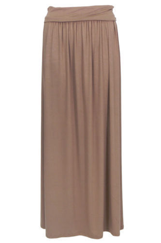 Women’s Pleated Fold Over High Waist Gypsy Maxi Skirt – Long Jersey, UK 8-26, Mustwearit