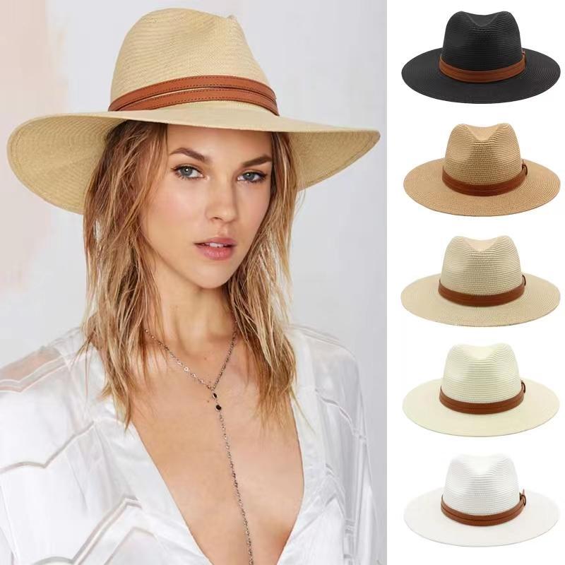 Large Size 56-58 59-60cm New Natural Panama Straw Hat Summer Men Women Wide Brim