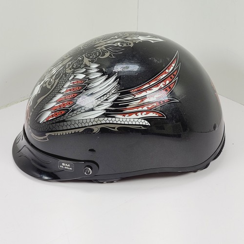 Harley Davidson Size Medium SMALL M/S Half Helmet Graphic Feathers HD 55cm-56cm - Picture 2 of 13