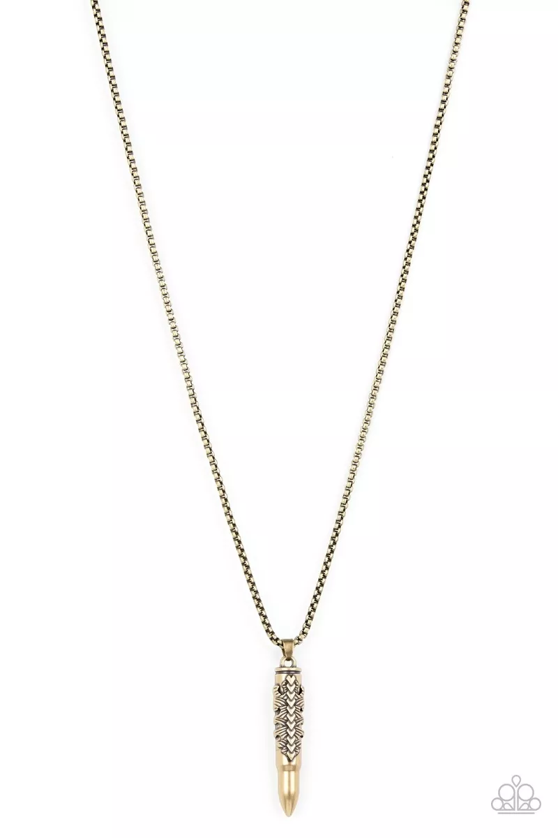 Paparazzi Mysterious Marksman Brass Bullet Like Pendant Urban
