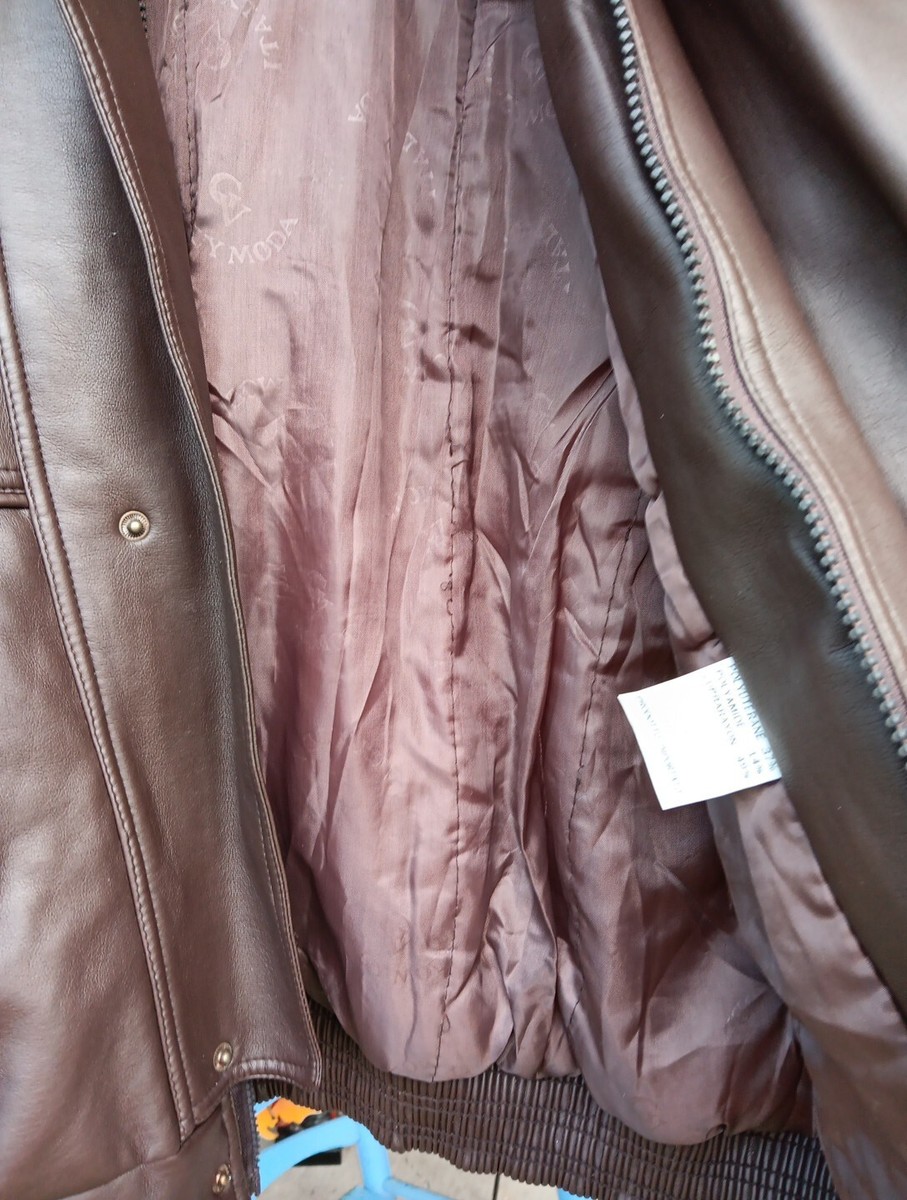 Vintage G.V Italy Moda Luxury Design Biker Faux Leather Bomber