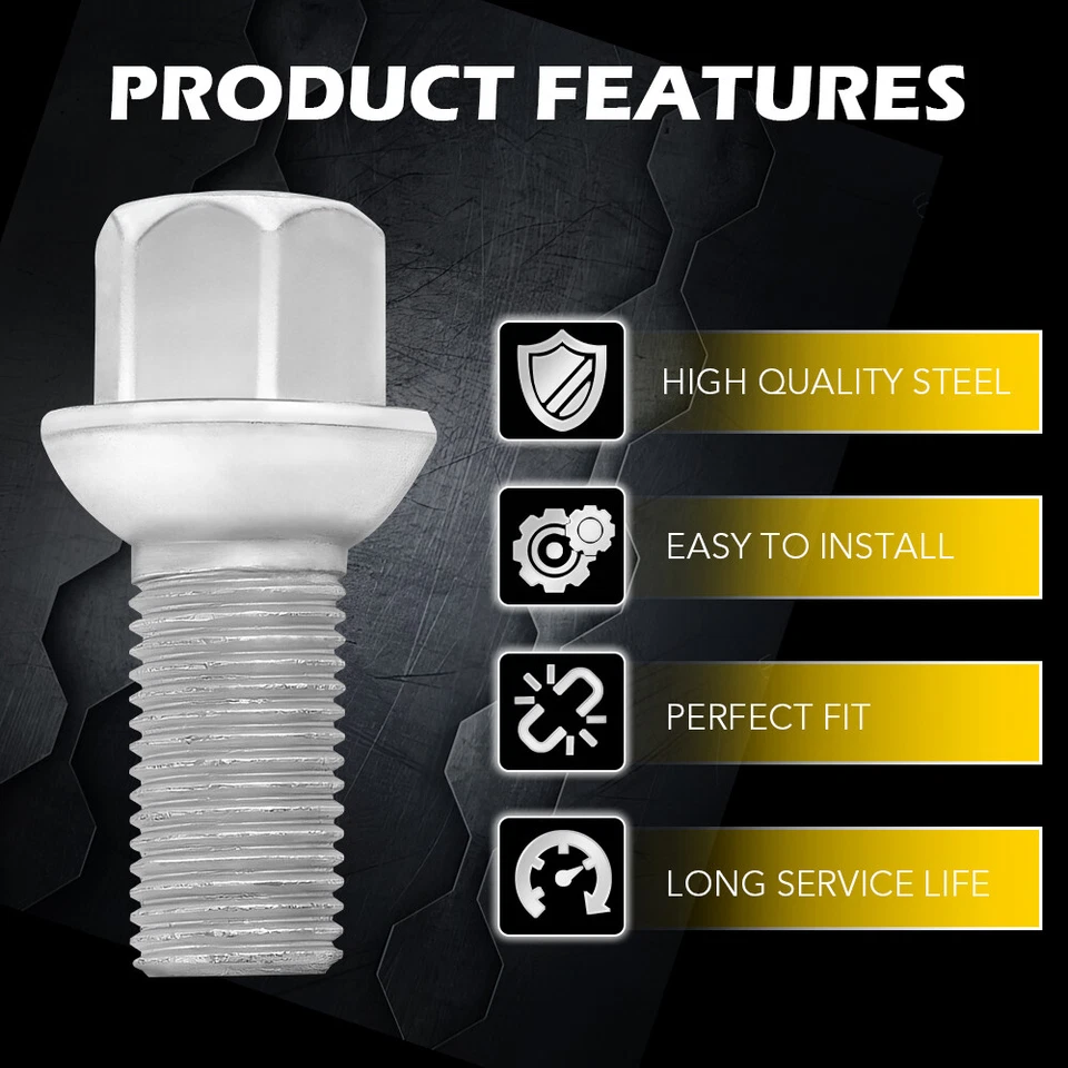 Juego de 20 piezas tuercas pernos de tuerca para Mercedes SL500 E350 E550 SL550 CLS550 C250 C350 Foto 4 de 4