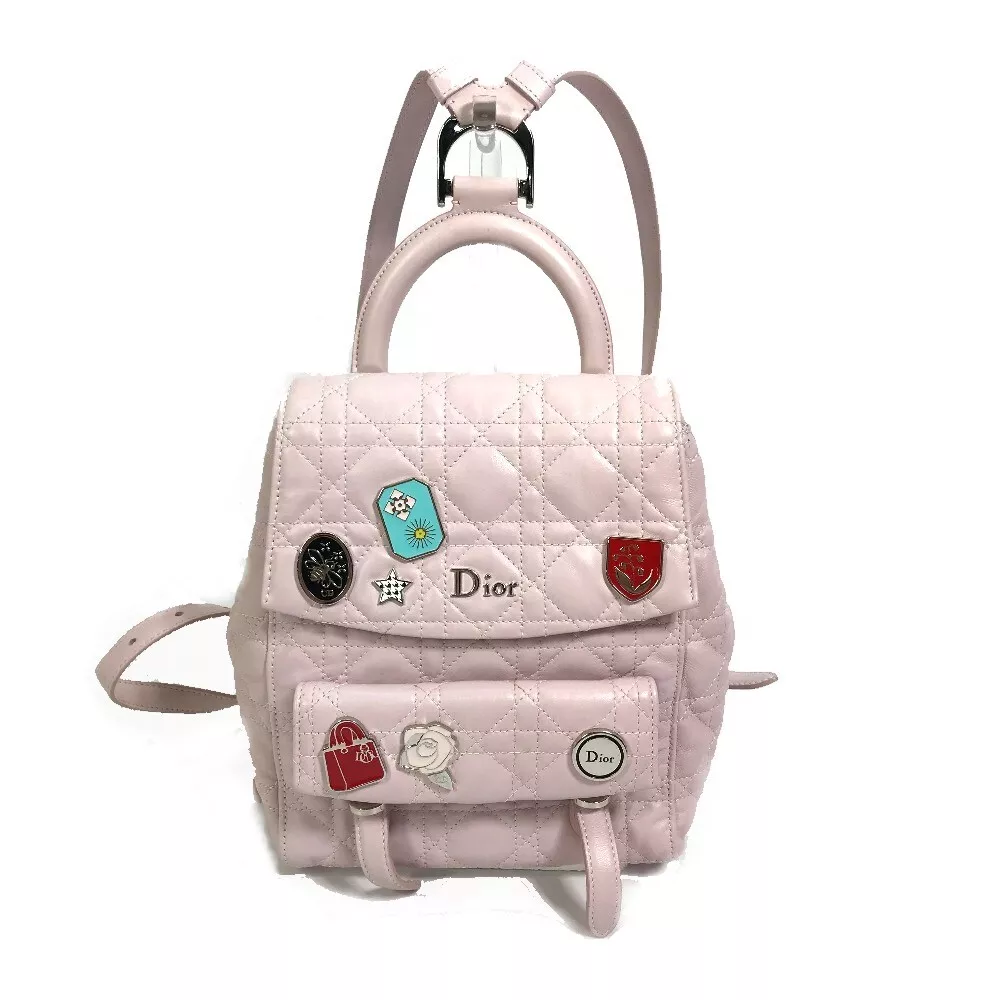Petit sac à dos Christian Dior Cannage Stardust Ginza cuir limité rose