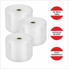 3x Luftpolsterfolie 30cm x 100m Noppenfolie Knallfolie Verpackungsmaterial Rolle