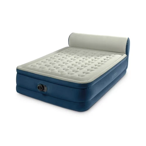 INTEX QUEEN 18" DURA-BEAM DELUXE RAISED AIR BED MATTRESS W/ BUILT IN PUMP, BLUE