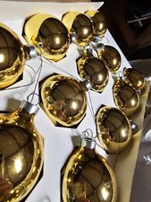 12 GOLD Mercury Glass Ornaments 2.25" Round Vintage Holiday Time
