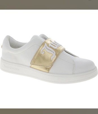 white trainers with gold trim