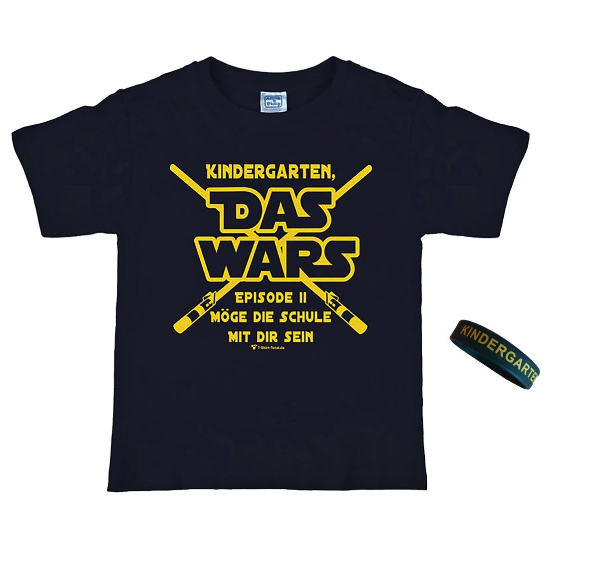 Schulanfang T-Shirt DAS WARS Schwarz mit Armband für Kinder Gr. 110-140