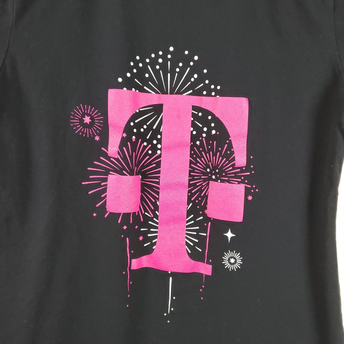 T-Mobile Shirt Womens Medium Black Crew Neck Short Sleeve Graphic 