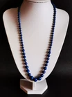 VINTAGE LAPIS LAZULI GRADUATED BEADS LONG NECKLACE
