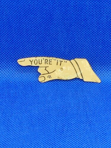 Vintage 1940's(?) Cracker Jack Tin Finger - Game Peice Spinner "You're It"   - Picture 1 of 4