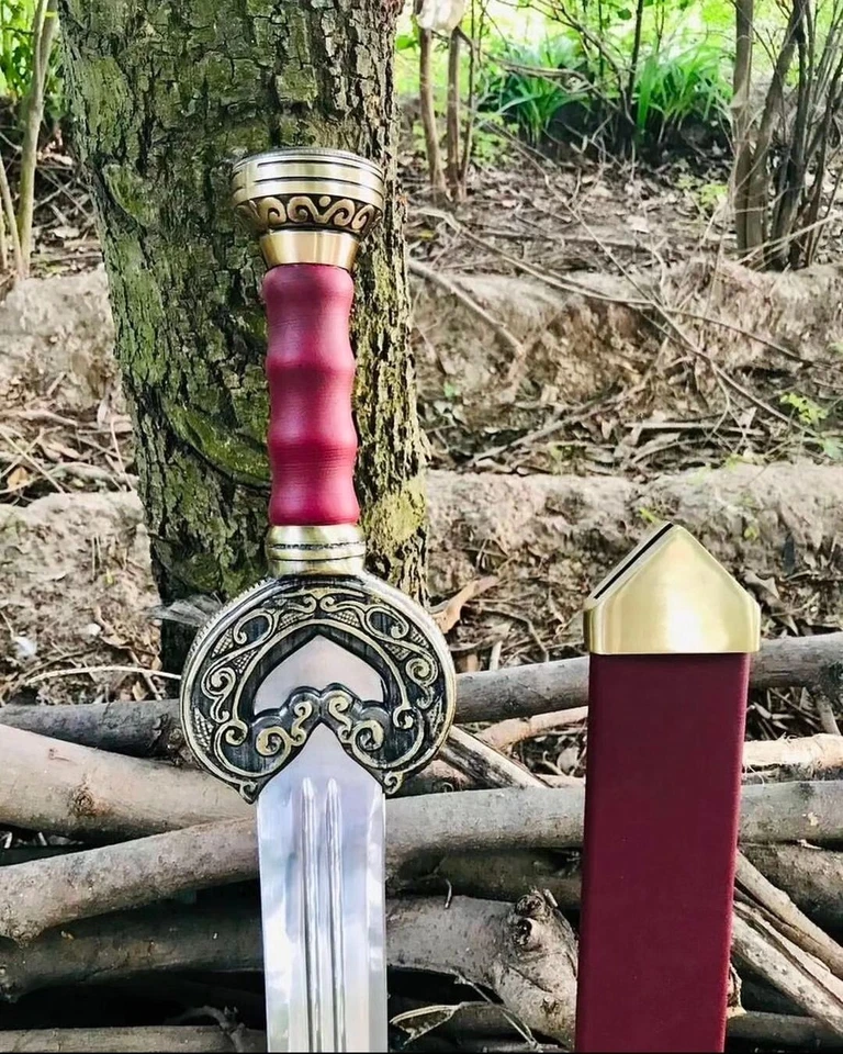 Espada de acero D2 hecha a mano personalizada con vaina, hecha a medida, vikingos Foto 2 de 2