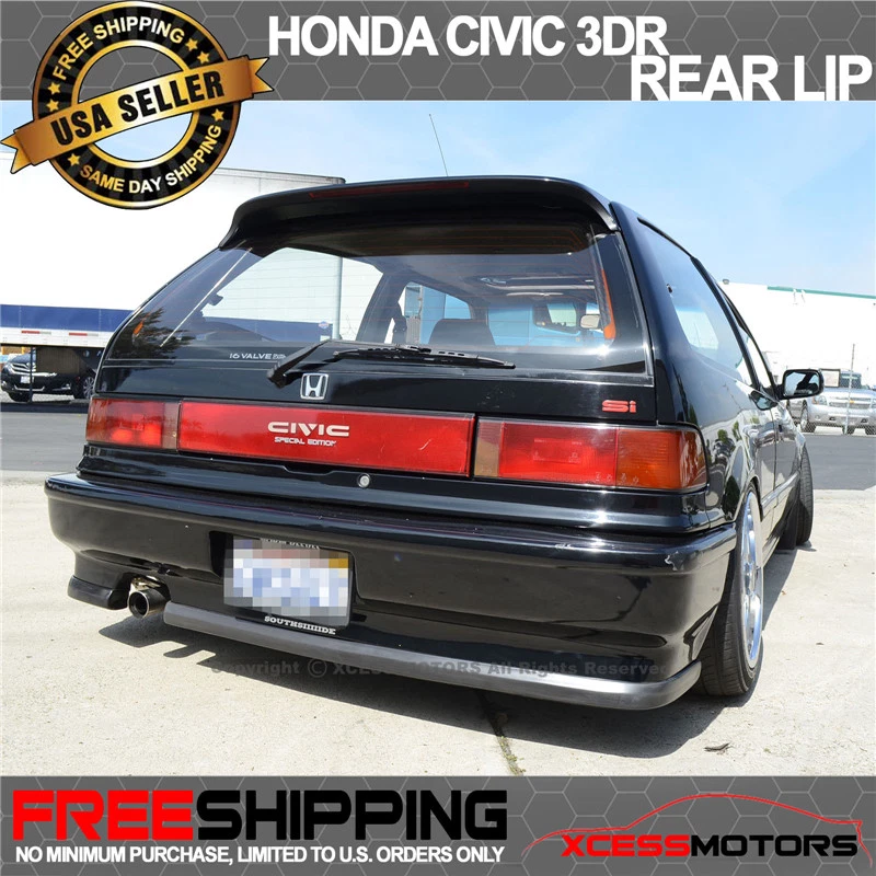 Fit 90-91 Honda Civic Hatchback CS Style Front + Rear Bumper Lip Spoiler PU - Imagem 4 de 4