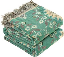 HOORDRY 100% Baumwolle boho Decke (150 x 200 cm) Doppelseitig gewebte Tagesdecke