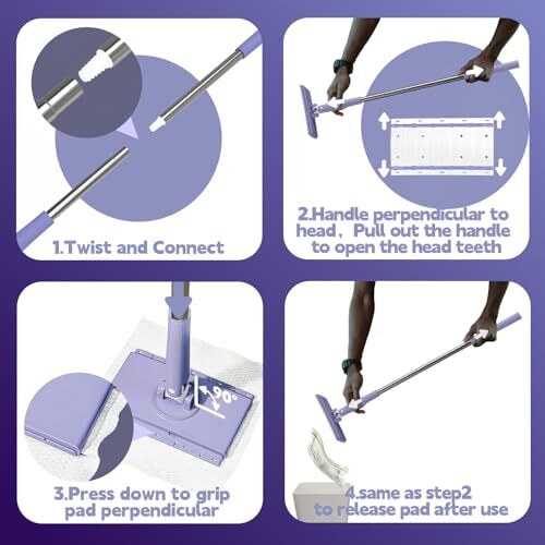 Mini Sweeper Mop, Small Flat Dust Mop with 5 Dry Cleaning Towels, Dry and Wet - Picture 3 of 7