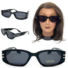 Classy Elegant Vintage Retro Modern Style SUN GLASSES Black Frame Dark Tint Lens