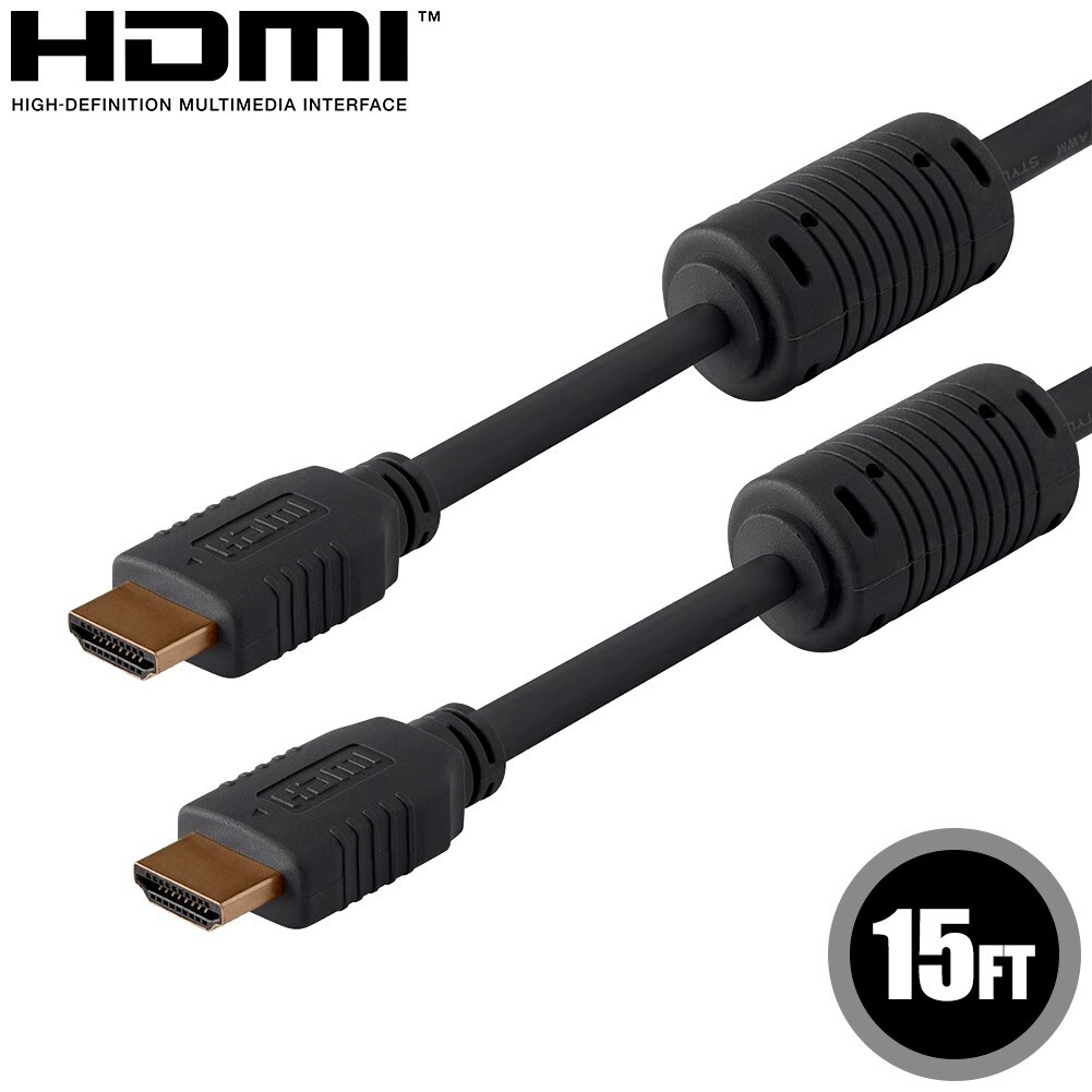 15FT HDMI Cable Gold-Plated 4K HDTV DVD 28AWG Black-image