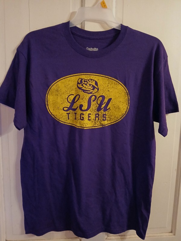 LSU Tigers Purple T Shirt, Size Lg. W/ Tiger Eye in Oval, New Without Tag