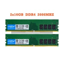 Crucial 32 GB (2x 16 GB) 288-Pin PC RAM DDR4 2666 (PC4 21300) Desktop Memory 16G