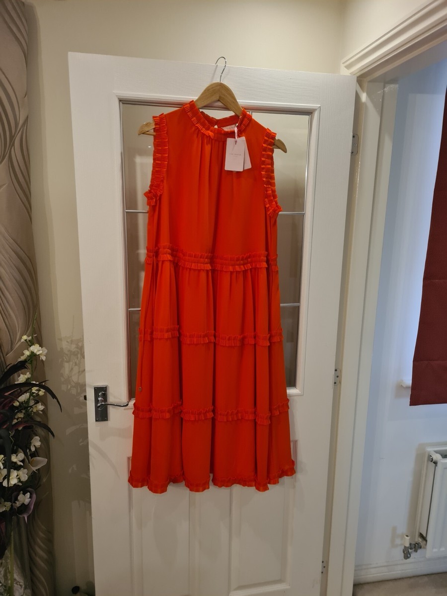 Ted Baker Sinita Tie Waist Midi Dress, Dark Orange Size 3(12/14