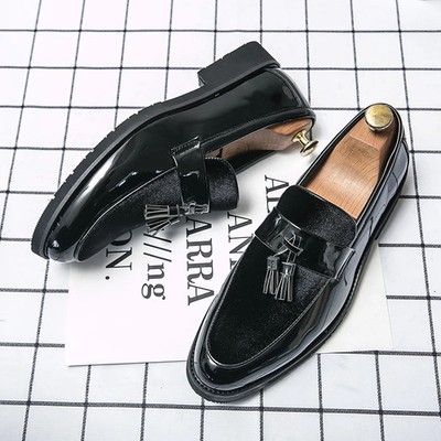 Causal Leather Shoes Dress Shoes Round Toe Velvet Loafers Oxfords Shoes for Men