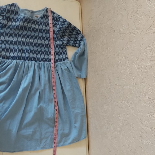 Asos Denim Maternity Chambray Mini Dress Smocked Bell Sleeve NEW Sz 12 - Afbeelding 8 van 10