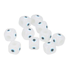 12mm Evil Eye Beads, 10 Pcs Turkish Evil Eye Charm Hole, White