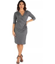 24seven Womens Heathered Midi Dress, Grey, Plus Size, 2X