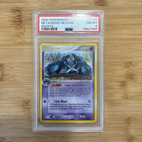 2005 POKEMON EX DEOXYS #11 METAGROSS-REVERSE FOIL PSA 8