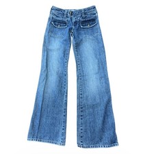 Abercrombie Girls Blue Wide-Leg Slim Jeans Medium Wash 5-Pocket Button Zip