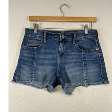 Boho Casual Old Navy Womens 4 Blue Denim Boyfriend Seam Front Frayed Hem Shorts