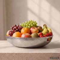 Obstschale FrüChteschale Aluminium Silber Schale 38Cm Dekoschale Metall Alu
