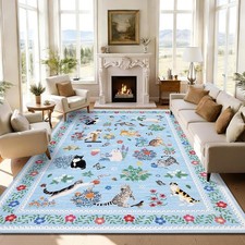 Farmhouse Animal Print 8x10 Area Rug Washable Non Slip Living Bedroom Kids Room